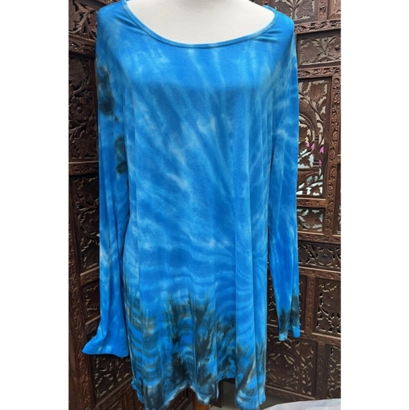 Soft Surroundings Blue Tie-Dye Long Sleeve Top NWT - Picture 1 of 6